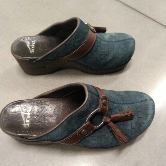 Retired Dansko Leather MULES: Blue W/ Brown Tassel: Women’s US 6.5 EU 37 - Picture 6 of 12